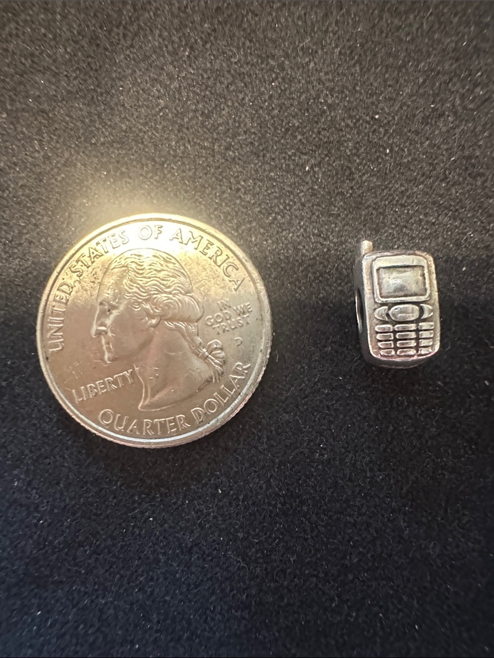 Cell Phone Charm Pendant in Silver Tone